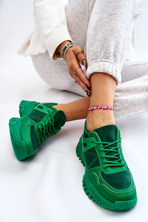 Modne Buty Sportowe Sneakersy Zielone Frezio