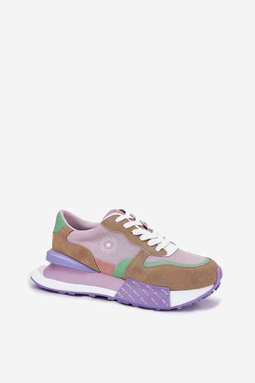 Zamszowe Sneakersy Damskie Na Platformie Big Star RR274815 HI-POLY SYSTEM Różowe