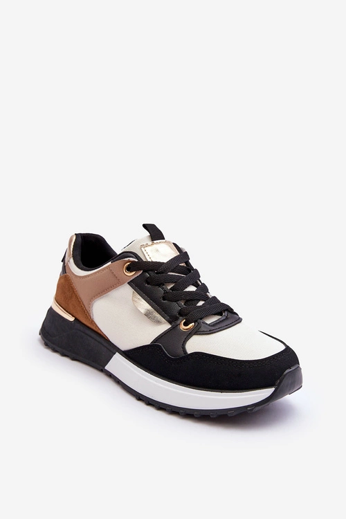 Stylowe buty sportowe damskie Beżowo-Czarne Katenia