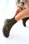 Damskie Botki Sztyblety Skóra Zamsz Big Star II274355 Khaki