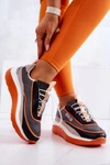 Sportowe Buty Sneakersy Big Star JJ274996 Szaro-Pomarańczowe