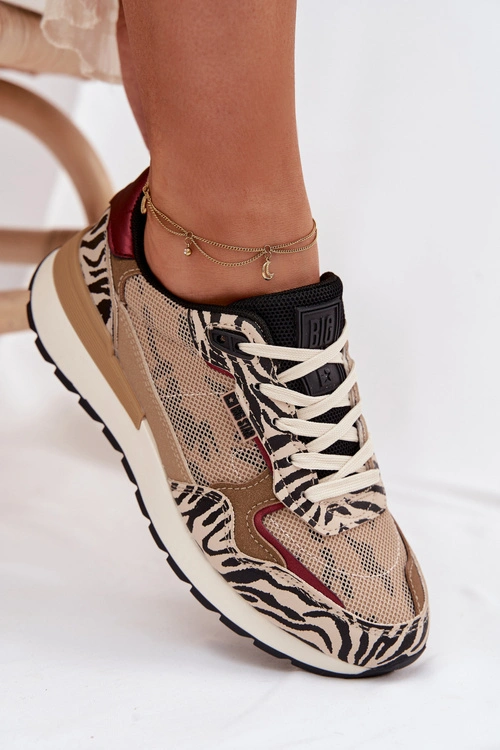 Buty Sportowe Sneakersy Damskie Wzorzyste Big Star TT274333 Beżowe