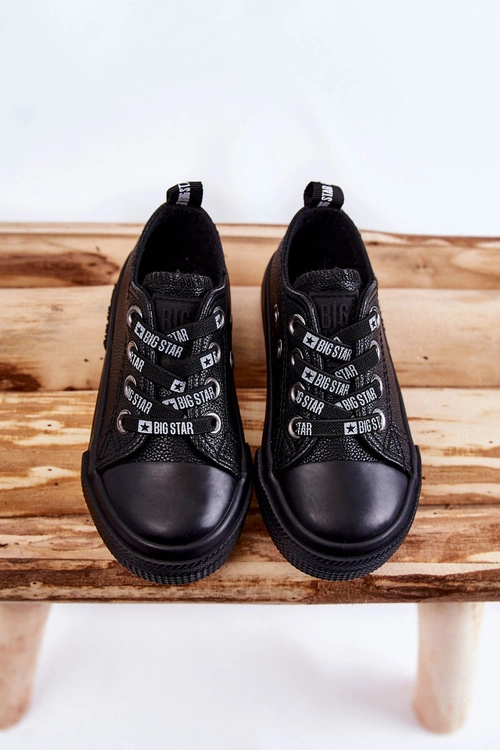 Dziecięce Skórzane Trampki BIG STAR KK374061 Czarne