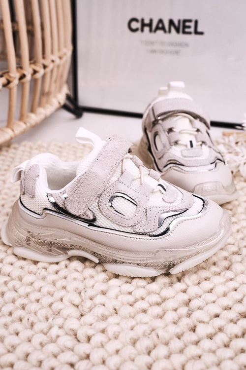 Dziecięce Sportowe Buty Sneakersy Z Przezroczystą Podeszwą Białe Bailey