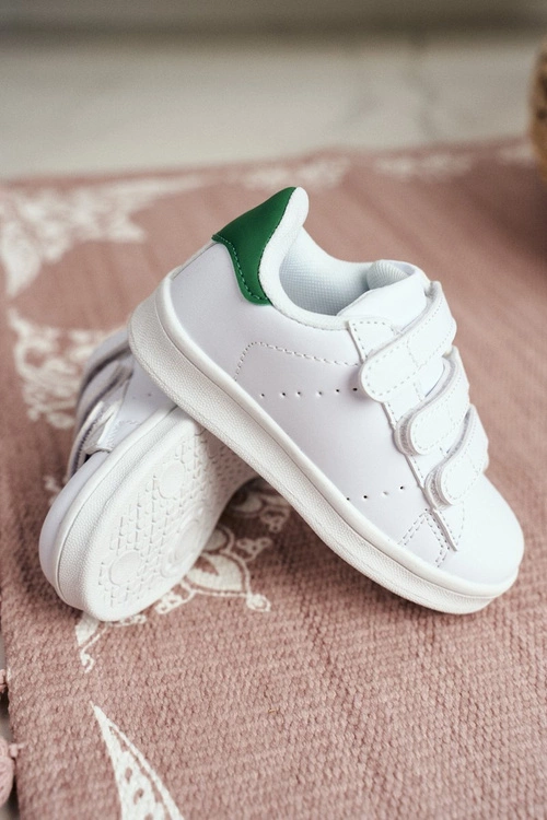 Dziecięce Sportowe Buty Na Rzepy Biało-Zielone Fifi