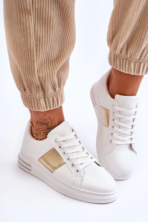Klasyczne Buty Sportowe Biało-Złote Follow Me