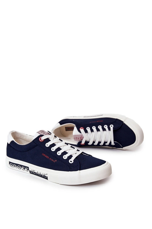 Modne Klasyczne Trampki Cross Jeans JJ1R4028C Granatowe
