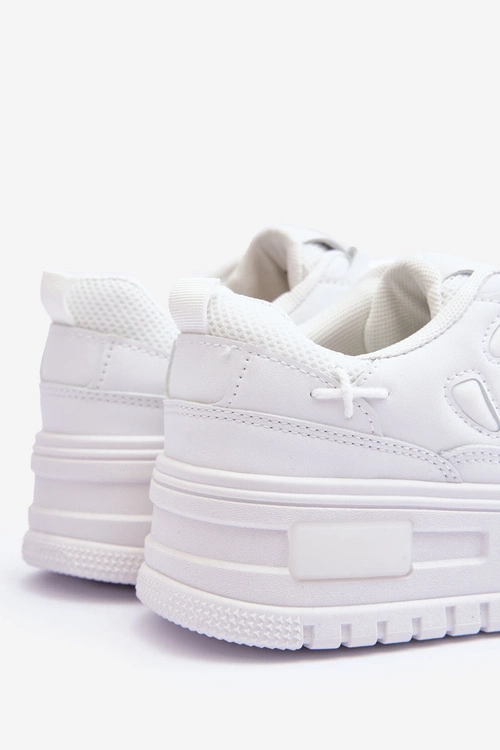 Sneakersy Damskie Na Platformie Białe Finos
