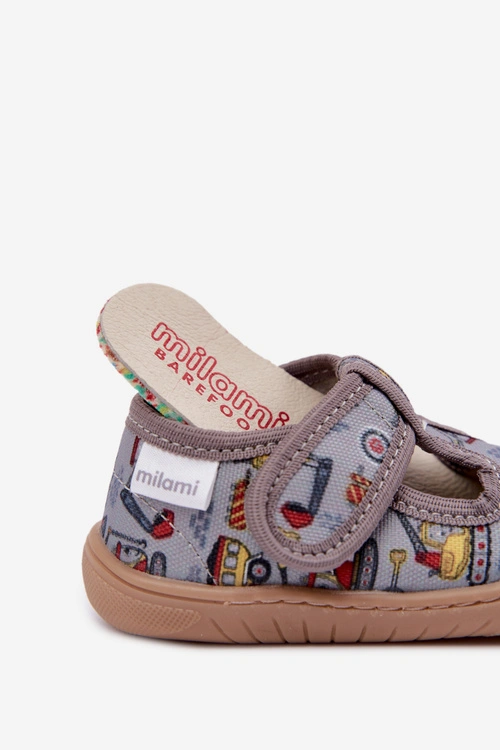 Kapcie Barefoot Dziecięce Na Rzep Milami Szare Talirae