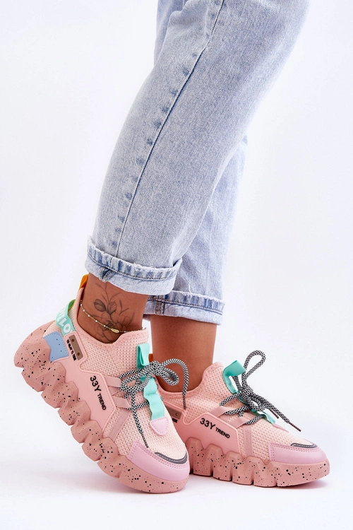 Wsuwane Modne Sneakersy Jasnoróżowe Evolution