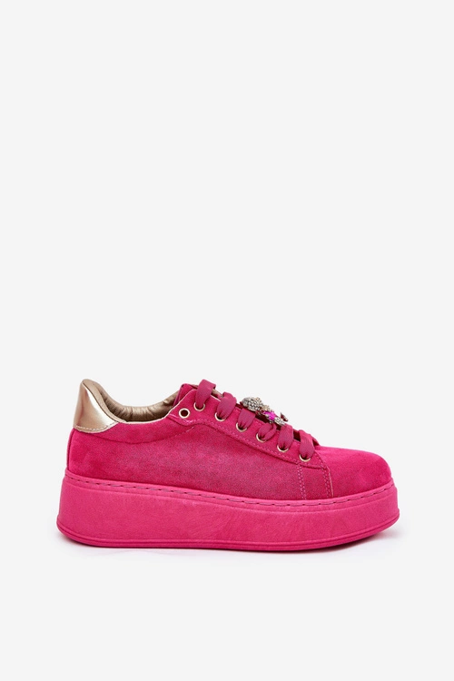 Sneakersy Damskie Na Platformie Z Misiem Fuksja Vailina