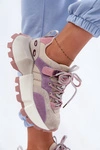 Skórzane Zamszowe Sneakersy Damskie GOE TT2N4026 Fioletowe