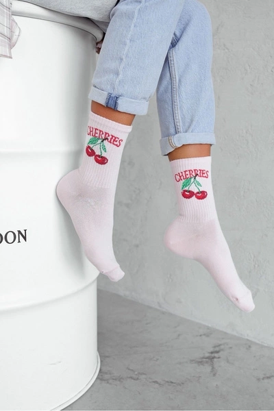 Skarpetki Damskie CHERRIES Pudrowy Róż