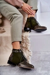 Damskie Skórzane Botki Trzewiki Maciejka 5743A-09 Zielone