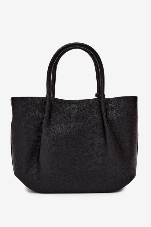 Flora&Co Torebka Shopper Skórzana Czarna Fleece