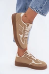 Niskie Sneakersy Damskie Ciemnobeżowe Brenelle