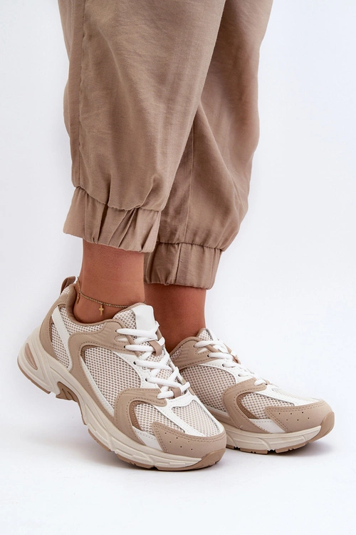 Buty Sportowe Sneakersy Damskie Beżowe Kildia