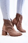 Ażurowe Botki Lewski Shoes 3166 Cappucino