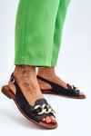 Skórzane Sandały Damskie Lewski Shoes 3230 Czarny Groch