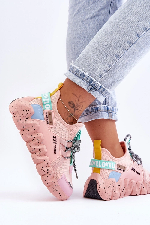 Wsuwane Modne Sneakersy Jasnoróżowe Evolution