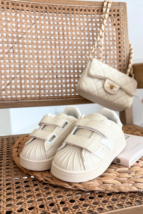 Dziecięce Buty Sportowe Sneakersy Z Eko Skóry Beżowe Renel