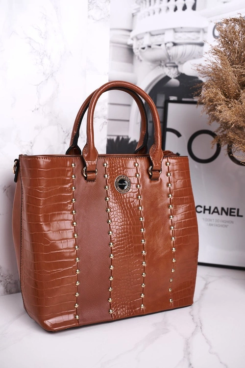 Elegancka Karmelowa Torebka MONNARI BAG4590-017 Print Zwierzęcy