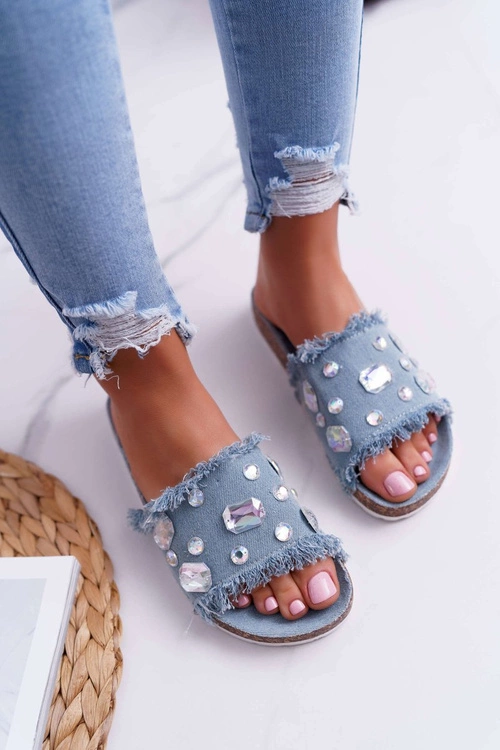 Klapki Damskie z Cyrkoniami Jeans Koko