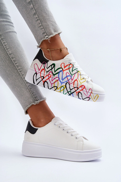 Damskie Sneakersy Z Sercami Białe Claral