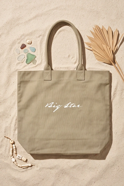 Materiałowa Torba Shopper Big Star RR574235 Ciemnobeżowa