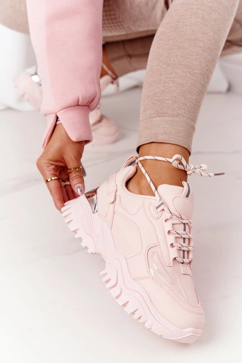 Damskie Sneakersy Na Masywnej Podeszwie Różowe Influencer