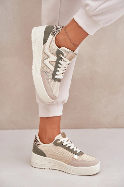 Buty Sportowe Damskie Na Platformie Panterka Zielone Lorori