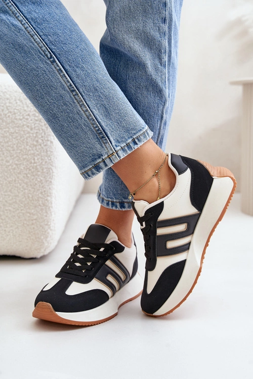 Sneakersy Buty Sportowe Na Platformie Damskie Czarne Thari