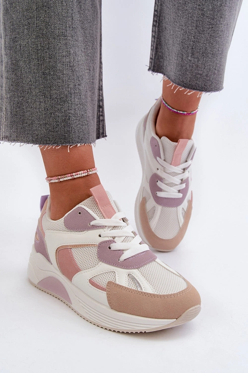 Sneakersy Damskie Na Platformie Fioletowe Lenivia