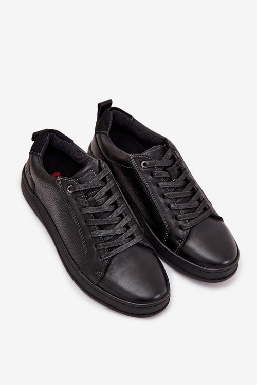 Skórzane Sneakersy Męskie Lee Cooper LCJ-25-33-3965 Czarne