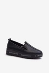 Skórzane Półbuty Damskie Na Platformie S.Barski LR260 Czarne