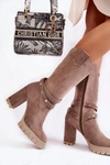 Damskie Kozaki Na Słupku Lewski Shoes 3246 Cappucino