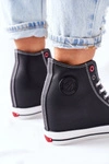 Skórzane Trampki Na Koturnie Cross Jeans II2R4025 Czarne