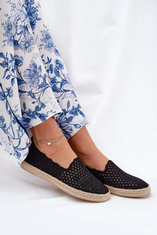Espadryle Damskie Z Plecionką Vinceza 13625 Czarne