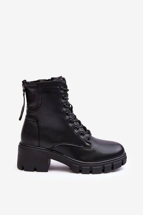 Damskie Ocieplane Botki Workery Na Suwak Czarne Evrarda