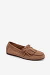 Mokasyny Damskie Z Frędzlami Jasnobrązowe Janelisse