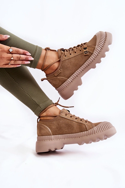 Zamszowe Buty Sportowe Big Star KK274511 Beżowe