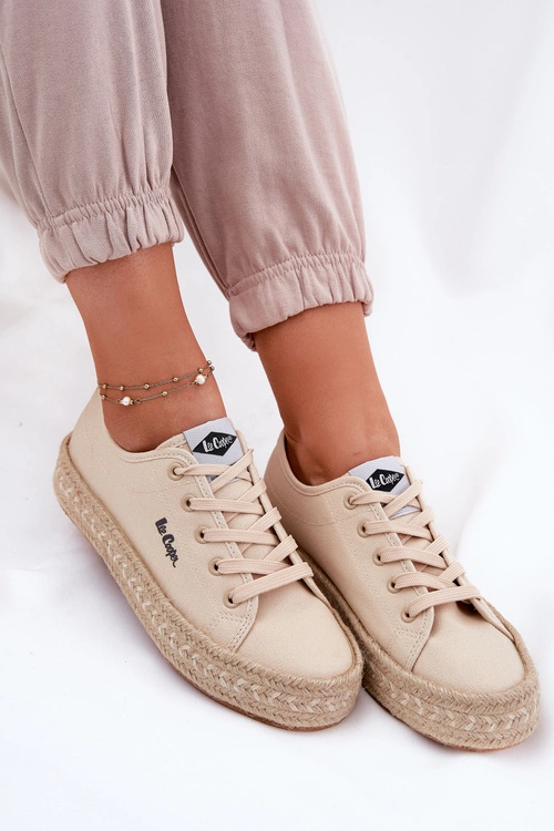 Trampki Damskie Z Plecionką Lee Cooper LCW-25-44-3215 Beżowe