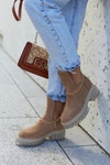 Modne Zamszowe Botki Z Wycięciem Camel Lemar Forget Me