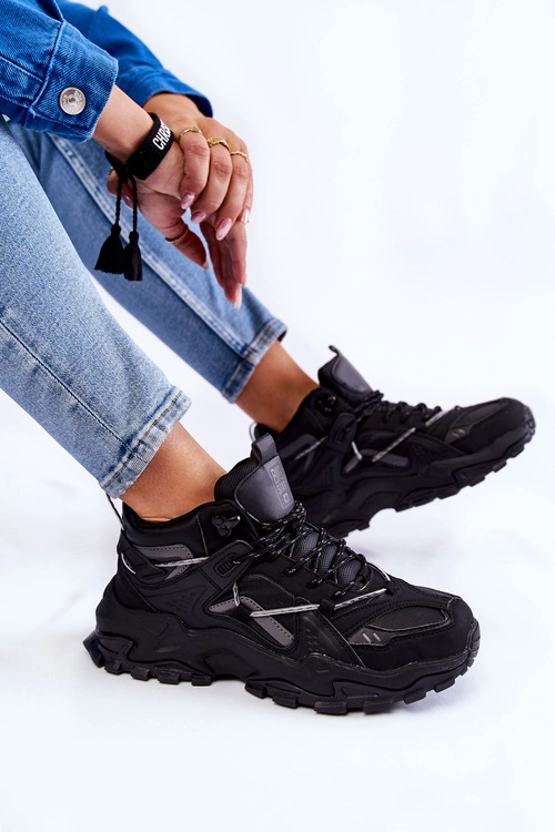 Damskie Buty Sportowe Na Masywnej Platformie Big Star KK274387 Czarne
