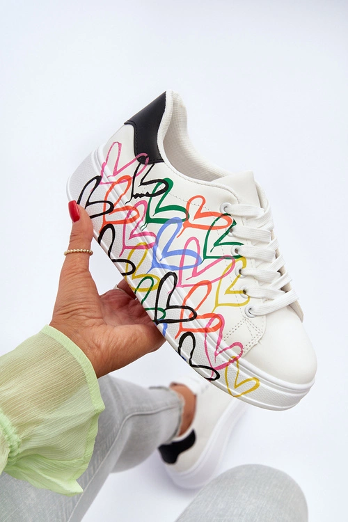 Damskie Sneakersy Z Sercami Białe Claral