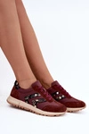 Skórzane Zamszowe Sneakersy Damskie D&A GR62-6015 Bordowe