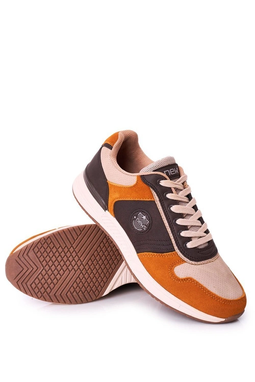 Męskie Sportowe Buty Sneakersy Żółto-Brązowe Harold