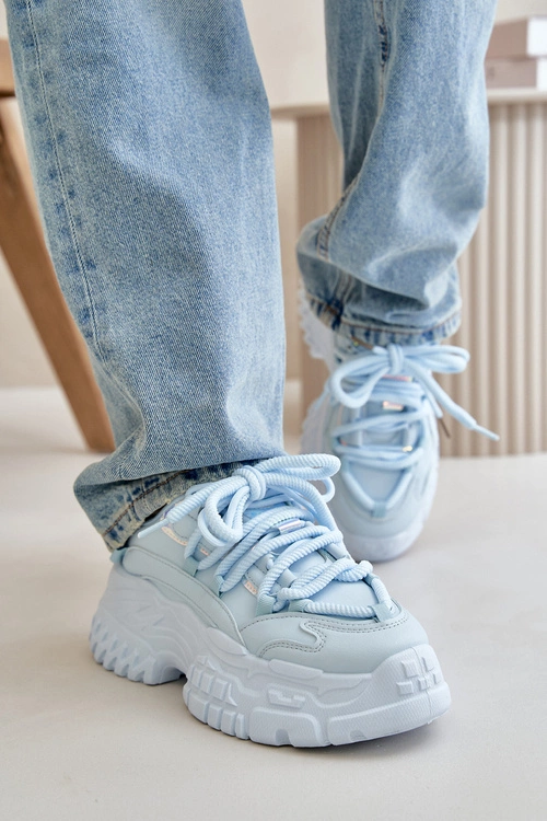 Sneakersy Damskie Na Masywnej Podeszwie Niebieskie Nevela