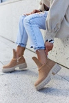 Modne Zamszowe Botki Z Wycięciem Camel Lemar Forget Me