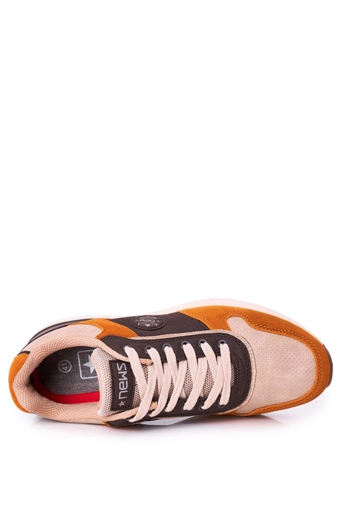 Męskie Sportowe Buty Sneakersy Żółto-Brązowe Harold